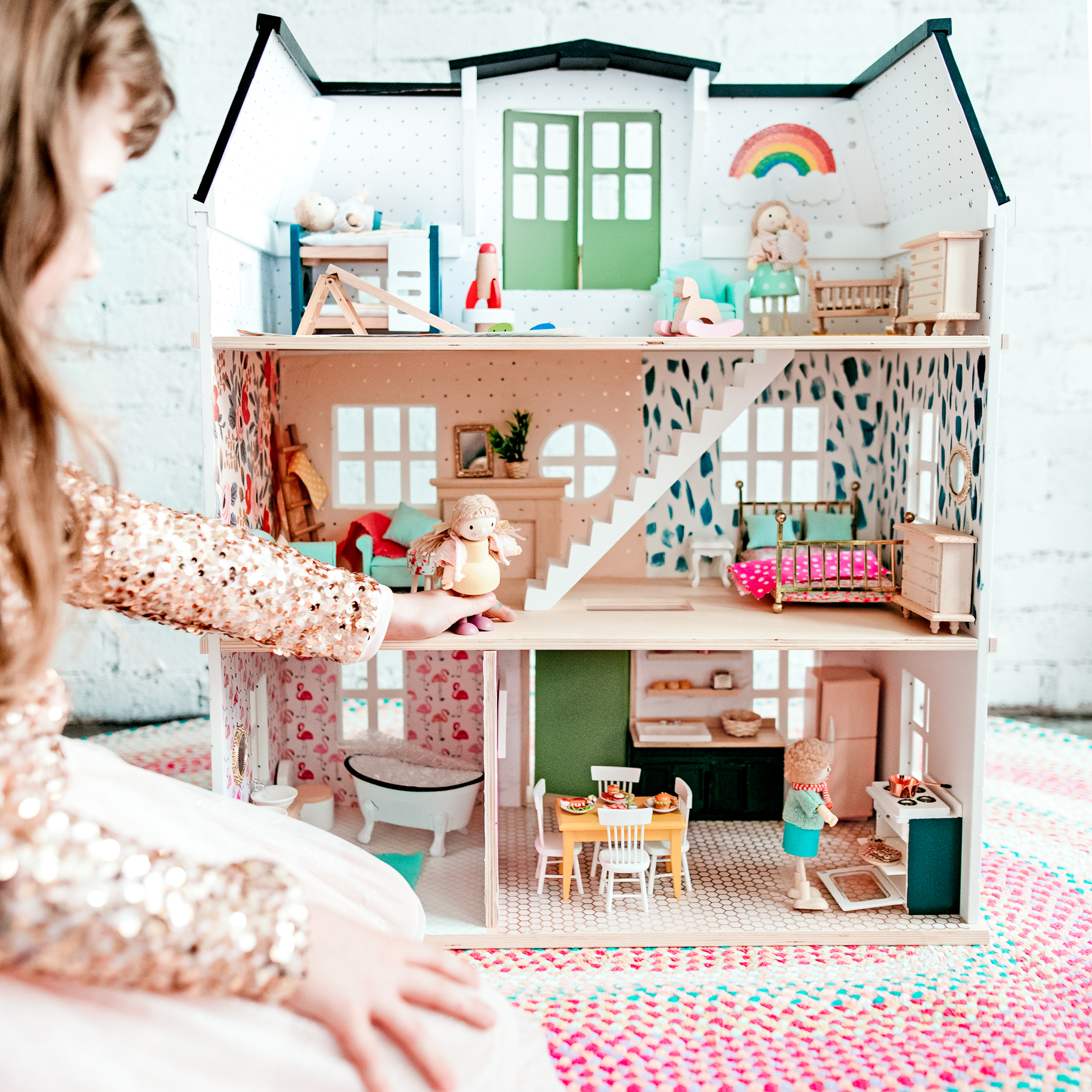 Bright and Colorful DIY Dollhouse Makeover DIY » Kids